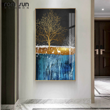 Modern Blue Ground Deer Under Tree Canvas Poster and Print Abstract Art Painting Wall Picture for Living Room Bedroom Home Decor 2024 - buy cheap