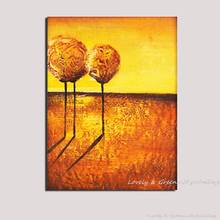 Hand Painted High Quality Golden Color Background Tree Oil Painting Abstract Modern Canvas Wall Art Living Room Decor Picture 2024 - buy cheap