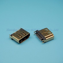 30 pçs/lote Chapeamento de Ouro HDMI fêmea 19pin tomada duas fileiras de pinos placa Tala tipo de solda 2024 - compre barato