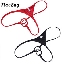 Tiaobug calcinha masculina de couro patenteado, fio g com buraco pênis, sensual, fio dental, roupa íntima gay, lingerie 2024 - compre barato