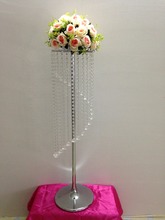 Decoración de mesa de boda, soporte de mesa de fiesta, candelabro de cristal de metal (altura de 110cm), decoración de boda, novedad 2024 - compra barato