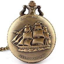 Free Shipping Vintage Retro Constitution Sailing Canvas Boat Ship Pocket Watch Pendant Necklace Chain Fob Watch Men Gift 2024 - buy cheap