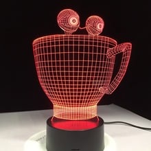Luminária de mesa em forma de copo 3d de desenho animado, lâmpada de mesa com decoração visual, lâmpada de mesa led que muda de 7 cores, decoração, presente infantil fofo 2024 - compre barato