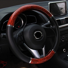 Крышка рулевого колеса автомобиля деревянный стиль кожаные аксессуары для BMW Opel Toyota VW Golf Polo Hyundai Kia Nissan Honda Accord 2024 - купить недорого