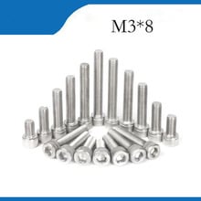 Free shipping M3*8 20pcs 304 nails stainless steel hexagon socket head cap screw,DIN912 bolt satinless bolts nails 2024 - buy cheap