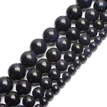 Grânulos de arenito azul escuro natural pedra solta redonda sitara estrelas contas para diy jóias fazendo 4 6 8 10 12mm 2024 - compre barato
