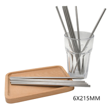 Promotion! Free shipping 100pcs/lot Metal drinking straw stainless steel straw food grade 6mm*215mm gift 5 brushes 2024 - buy cheap