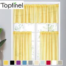 Topfinel Sheer Curtains Modern Plain Yellow Solid Color Short Curtains for Living Room Voile Tulle Window Drape for Kitchen 2024 - buy cheap