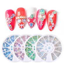1 Wheel Nail Art Colorful Protein Cone Decoration 3D Tips Crystal Rhinestones Stud Drill Flat Back Acrylic Accessories Manicure 2024 - buy cheap