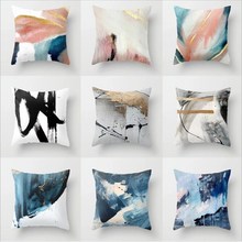 1pcs 45x45cm Oil Painting Watercolor Cushion Cover White Linen Abstract Pillow Case Home/Office Sofa Waist Decorative Pillowcase 2024 - buy cheap