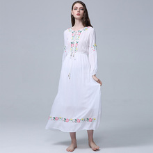 Verhellen-vestido floral bordado branco de manga longa, vestido vintage feminino de outono 2020, vestidos estilo boho chique 2024 - compre barato