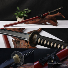 Espada samurai japonesa feita à mão, frete grátis, espada japonesa genuína de aço dobrado, argila temperada, artesanal, katana real, hamon, bronze, tsuba 2024 - compre barato