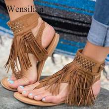 Retro Rome Flat Sandals Ladies Flip Flops Gladiator Sandals Women Buckle Strap Fringe Sandalia Feminina Summer Shoes Sandalias 2024 - buy cheap