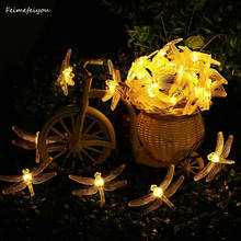 Dragonfly Solar String Lights 20 LED Waterproof Fairy Lighting for Indoor/Outdoor Garden Patio Wedding Party Holiday Decoration 2024 - buy cheap