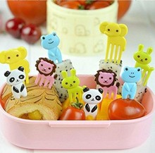 10 pcs/set Animal Fruits Fork Plastic Animal Farm Mini Cartoon Fruit Fork Sign Fruit Toothpick Bento Lunch For Children 2024 - buy cheap