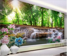 Custom photo mural 3d wallpaper Forest landscape painting lotus home decor living room 3d wall murals wallpaper for wall 3 d 2024 - buy cheap