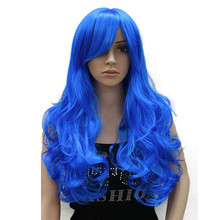 StrongBeauty Peruca Cosplay do partido das Mulheres Vermelho Azul Rosa Longo Encaracolado Sintético Completa Perucas de Cabelo com a Bang 2024 - compre barato