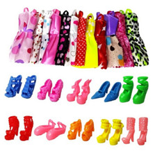 20 PCS/set  Handmade Party 10 Clothes Fashion Mixed style Dress +10 Pair Accessories Shoes for   Doll Best Gift Girl Toy 2024 - buy cheap