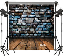 LB-Fondo de pared de ladrillo azul Grungle de poliéster y vinilo para recién nacido, telón de fondo para estudio de fotografía, utilería para FONDO DE FOTOS 2024 - compra barato