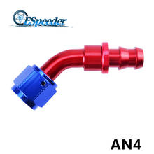 ESPEEDER AN4 Anoized Aluminum Hose End 45Degree Fitting Oil Fuel Push-On Fitting Oil Cooler Hose Fitting Socketless Hose End 2024 - buy cheap