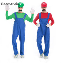 REEMONDE Adults Funy Super  Luigi Brothers Plumber Cosplay Costumes For Men Boys Halloween Fancy Dress Party Costumes 2024 - buy cheap