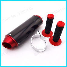 Silenciador de cano de escape cnc vermelho, 38mm + 1/4 ", guidão, manoplas para 7/8, 125, 140, 150 cc, dirt bike chinês, crf50, klx, mini motocross 2024 - compre barato