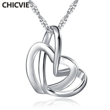 CHICVIE New Double Heart Crystal Wedding Necklace&Pendants For Women Display Jewelry Necklace Chain Statement Necklace SNE190067 2024 - buy cheap