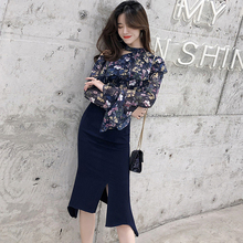 New arrival women temperament sexy print chiffon shirt comfortable vintage asymmetrical skirt fashion wild trend cute women set 2024 - buy cheap