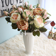 Yo cho buquê de flores de seda artificial, flores de madrinha, rosa, buquê de casamento, suprimentos para decoração de casa, escritório e festa 2024 - compre barato
