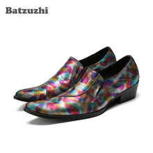 Batzuzhi японский модная мужская обувь с острым носком Цвет обувь из натуральной кожи; Мужские модельные туфли; Дизайнерские женские Вечерние кожаные обуви для мужчин, US12 2024 - купить недорого