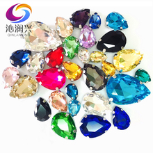 30pcs/bag Drop Shape Mix Color Mix Size Glass Rhinestones With Claw Sew On Teardrop Crystal Stone Wedding Decoration 2024 - buy cheap