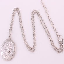 Drop Shipping rhodium plated zinc studded with SAINT CHRISTOPHER PROTECET US pendant wheat chain necklace 2024 - buy cheap