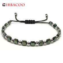 IRBACOO 2020 New Brand Fashion Men Bracelet Hematite Bracelet Geometric Green Stone Beads For Men Macrame Bracelets Jewelry Gift 2024 - buy cheap
