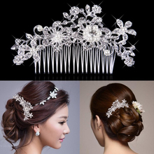 Elegant Five-Petal Crystal Hair Ornaments Fashion Flashing Rhinestone Pearl Brides Hair Comb Wedding Accessories Hair Clip 2024 - buy cheap