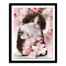 5D Diy diamante pintura punto de cruz lindo gato completo diamante bordado gato flor diamantes de imitación diamante pegatinas decoración del hogar 2024 - compra barato