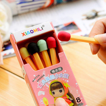 8 pcs/pack Novelty Stationery Erasers Kawaii Matches Shape Eraser Student Learning Office Supplies for Child Creative Gift 2024 - buy cheap