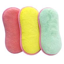 Double-side Kitchen Cleaning Cloth Thick Sponge Super Soft Coral Velvet Scouring Pad Magical Small Rag Sponges and Scouring Pads 2024 - buy cheap
