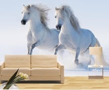 Custom 3d mural,Two white horses running in the snow papel de parede,hotel restaurant living room sofa TV wall bedroom wallpaper 2024 - buy cheap