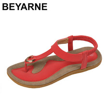 Beyarnesummer sandálias étnicas, chinelos estilo boêmio para mulheres, sandálias baixas macias casuais e confortáveis, tamanhos grandes, 35-42 2024 - compre barato
