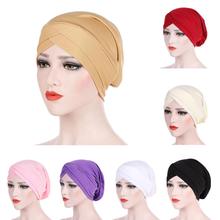 Hijabs muçulmano cruz cachecol interior boné islâmico cabeça wear hat índia turbante headwrap feminino câncer quimio queda de cabelo lenço boné envoltório 2024 - compre barato