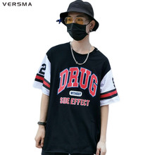 Camiseta versma coreana ulzzang harajuku, camiseta de beisebol, masculina e feminina, de verão, hip hop, street, solta, casal 2024 - compre barato