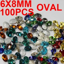 100pcs 6x8mm Oval Shape Crystal Stones Many Colors Glass Beads Perfect For Nail Art Phone Case DIY Crafts Decorations 2024 - buy cheap