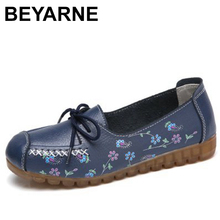 BEYARNE 2019Spring Autumn Woman Shoes Women Leather Slip On Flats Shoes Ladies Lace Up Casual Soft Driving Shoes Large Size E132 2024 - buy cheap