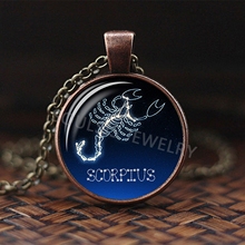 2019 Fashion 12 Zodiac Sign Twelve Constellation Glass Cabochon Pendant Necklace Aquarius Pisces Aries Taurus Gemini Pendant 2024 - buy cheap