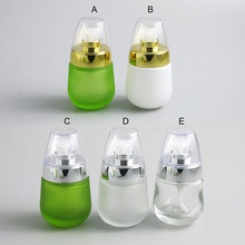 12 x 30ml Portable Empty  glass lotion bottle 1 oz clear  green glass bottle with silver lotion pump new cosmetic contianer 2024 - buy cheap