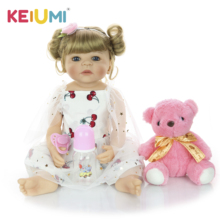 KEIUMI-Muñeca Reborn de cuerpo completo de silicona para niña, juguete realista de 22 pulgadas, regalo de Navidad 2024 - compra barato