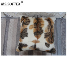 MS.Softex Natural Fur Pillowcase Animal Pattern Rabbit Fur Pillow Case Soft Plush Cushion Cover Fur Decoration FREE SHIPPING 2024 - buy cheap