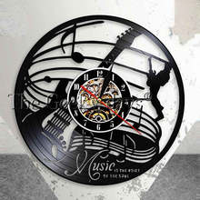 Guitar Wall Art Clock Guitar Rock Music Decor Vinyl Record Wall Clock Music Quotes Music Is The Voice Of The Soul Guitarist Gift 2024 - buy cheap
