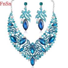 FnSn New Hot Jewelry Sets Blue Crystal Necklaces Set Prom Wedding Party  Necklace Earrings Sets Jewelry Fashion Gifts Women S132 2024 - buy cheap