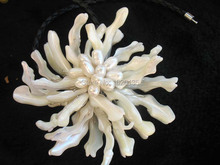Оптовая продажа, ожерелье из пресноводного жемчуга и белый цветок морской ракушки, 18 дюймов, натуральное ремесло FPPJ 2024 - купить недорого